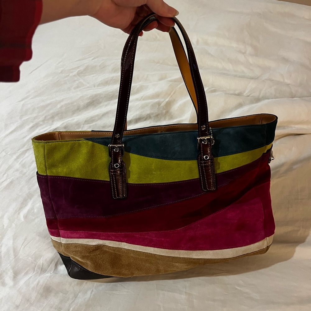 Coach Multicolor Suede Tote Bag